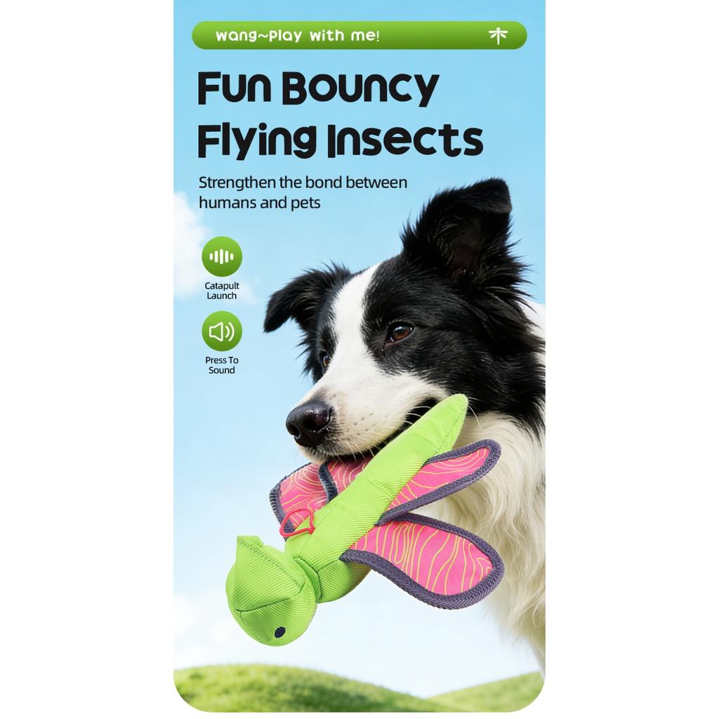Durable Oxford Cloth Dog Flying Toy,Interactive Squeaky Ejection Throw Toy,Bite Resistant Outdoor Training Play Toy for Border Collie Medium Large Dog