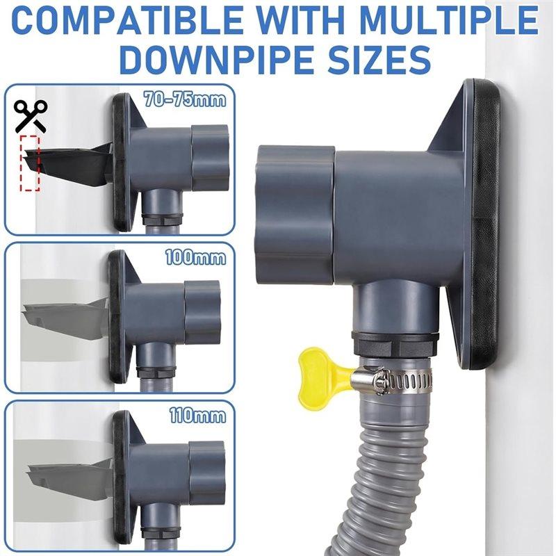 ABKP-Rain Butt Connection Downpipe Set Rainwater Collector For 70- 110 Mm Downpipes Complete Rain Butt Diverter Set With Hose