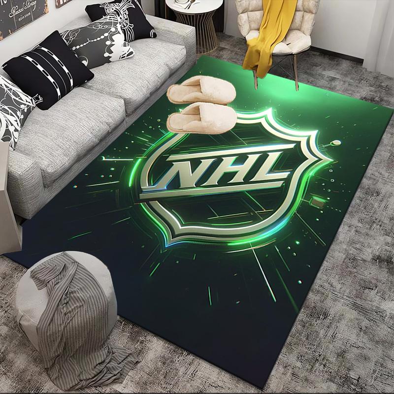 Tappeto Area Rug con Emblema Lega Hockey NHL Adatto per Interni ed Esterni, Tappeti per Cucine, Case, Uffici, Soggiorni, Arredamento Casa, Regalo di Natale
