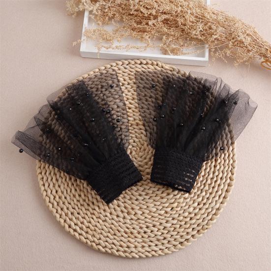 1 Fake Pair Cuff Yousheng Faux Pearl Decoration Detachable Charming Decorative Chiffon Women Girls Fake Sleeves Sweater Accessories