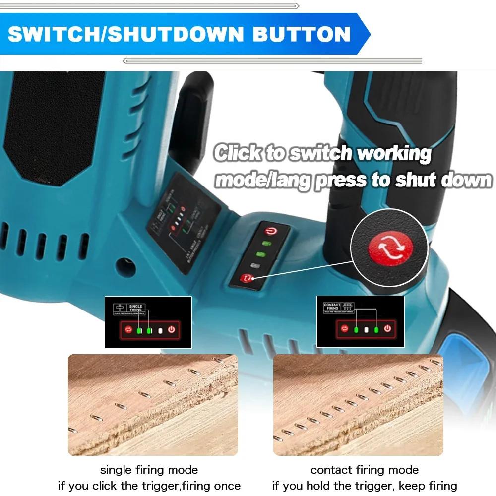 Brushless 2 in 1 Electric Nail Gun Cordless Portable Frame Nailer Tacker Furniture Staple Woodworking Power Tools