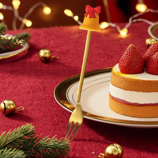 Weihnachtsgabel/Löffel, Langlebiger Edelstahl, mit Niedlicher 3D-Weihnachtspuppen-Dekor Besteck, für Festliches Zuhause Restaurant