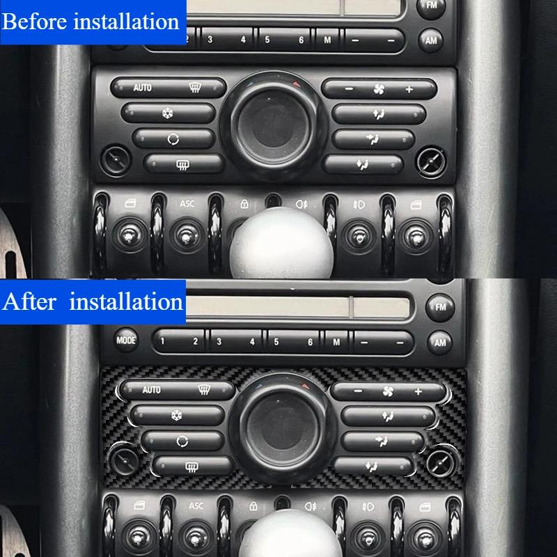 For Mini Cooper Hatch One For R50 R53 2002-2006 CarbonFiber AC Air Conditioning Control Panel Trim Car Interior Sticker