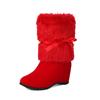Women's snow boots increase height in autumn and winter Women's short boots Cute bow Christmas Spring Festival New Year boots Festive women's wedding