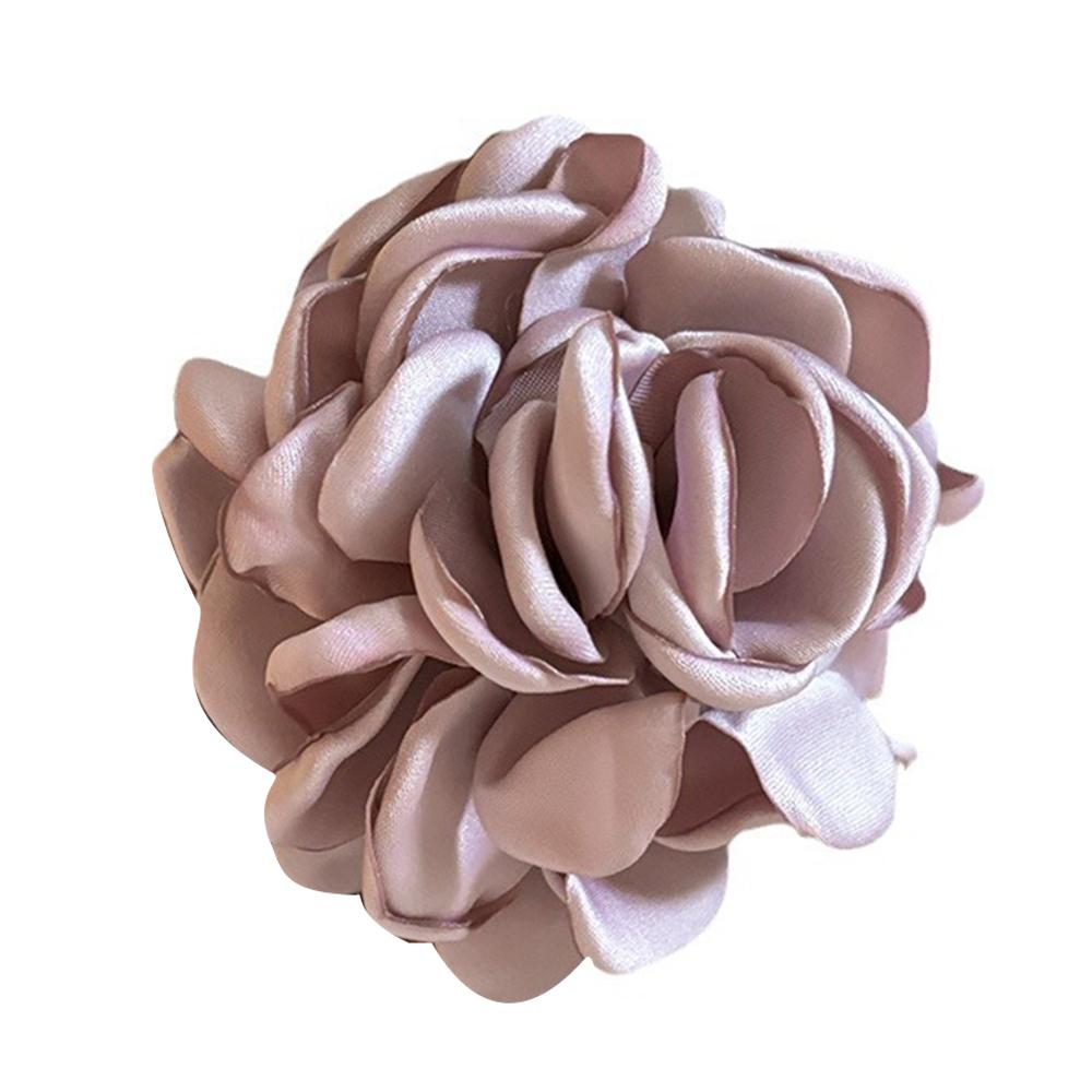 Fashion Satin Rose Flower Large Hair Claw Clip for Women  Spring Summer Trendy Design Korean Colored Hairpin Headdress