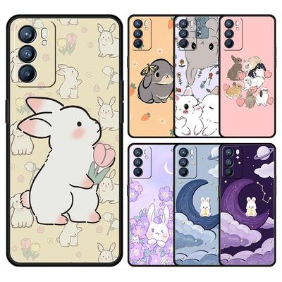 Cute Colorful Rabbit Phone Case For Oppo A54 A53 A52 A9 A15 A16 A76 A74 A57 A31 Find X6 Pro X5 Reno8 Reno7 Reno6 Pro 5G Cover