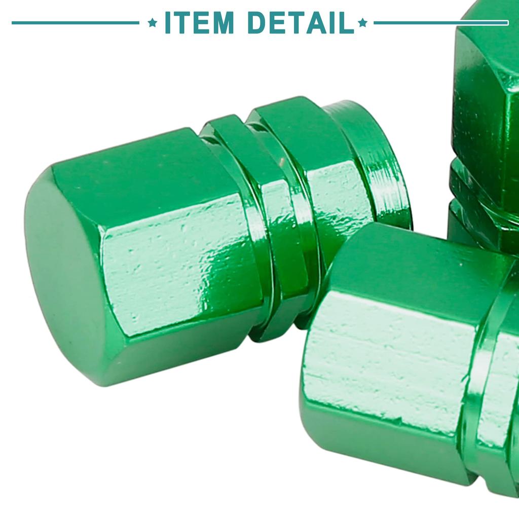 ACROPIX Car Tire Stem Valve Cap Tire Cap Wheel Valve Cover Tire Cap Hexagon Dustproof Aluminum Alloy Green 4pcs