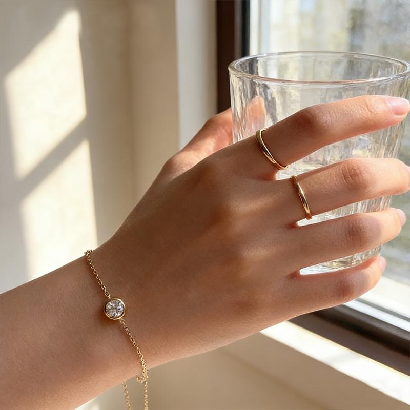 18K Gold Plated Hypoallergenic Non Anti Tarnish Free Waterproof Stainless Steel 3A Zircon Bracelet Jewelry for Women