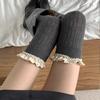 Herfst/Winter Preppy Stijl Sokken tot Over de Knie met Kantrand Effen Kleur Verticale Strepen Compressiekousen