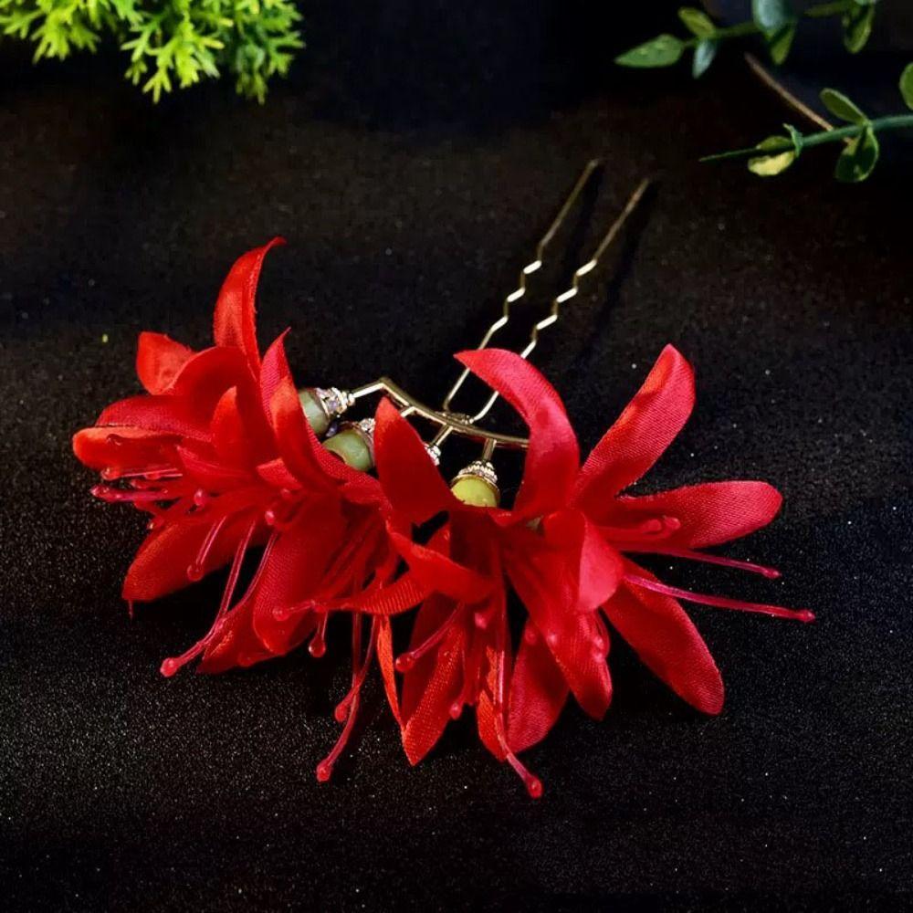 Fairy Flower Hair Stick Large Hanfu Hair Stick Elegant Simulation Flower Hairpins  Female