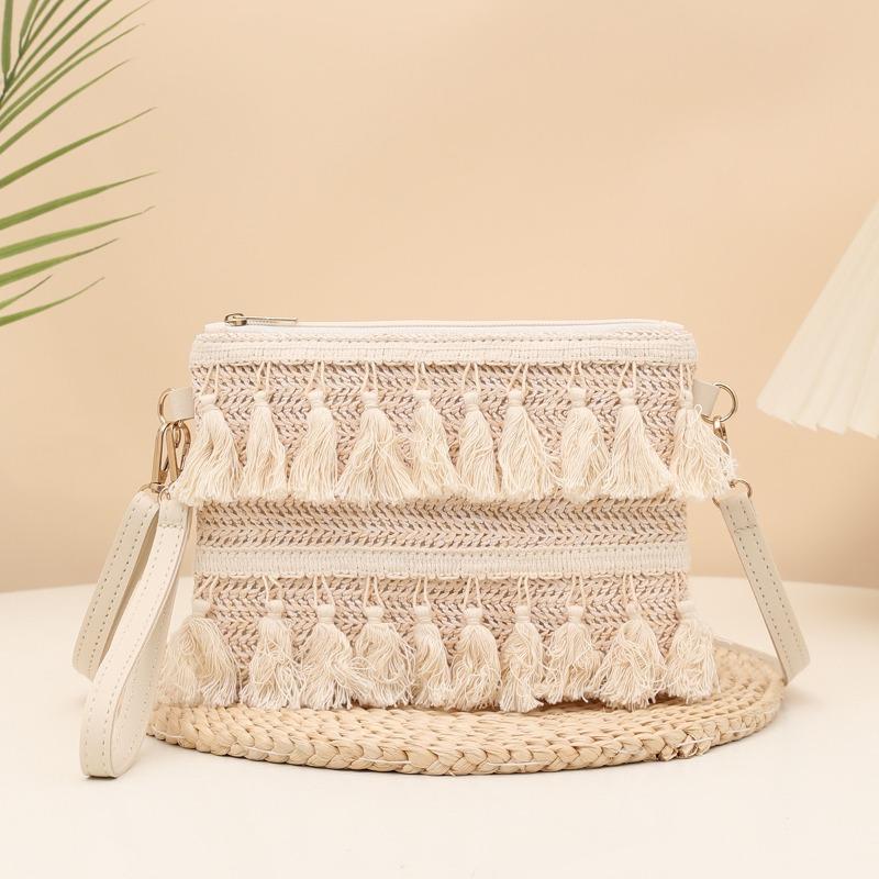 

New Fashion Summer and Spring Fashion Sequins Niche Tassel Design Bags Women s Single Shoulder Crossbody Bags Stylish Handbags бежевий