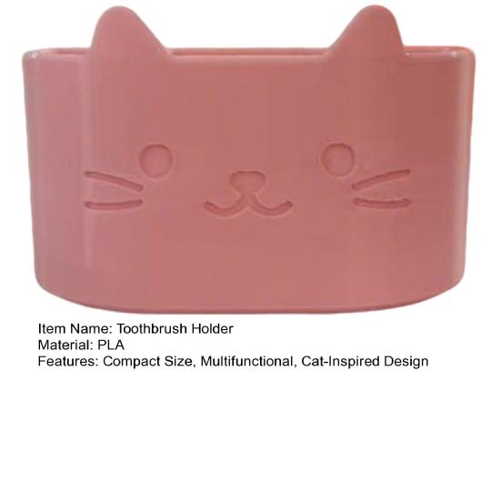 Toothbrush Holder Cartoon Cat Design Multifunctional Bathroom Organizer Makeup Brushes Pens Kitchen Utensils Holder