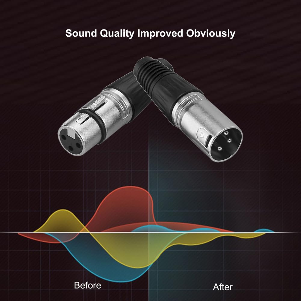 EIGHTNOO XLR 3 Pin Male Female Microphone Cable Connector Metal Plastic (2 Male + 2 Female)