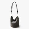High-Mercerized Matte Cowhide Drawstring Bucket Bag - Retro Commuter Style Genuine Leather Women's Handbag with Large Capacity