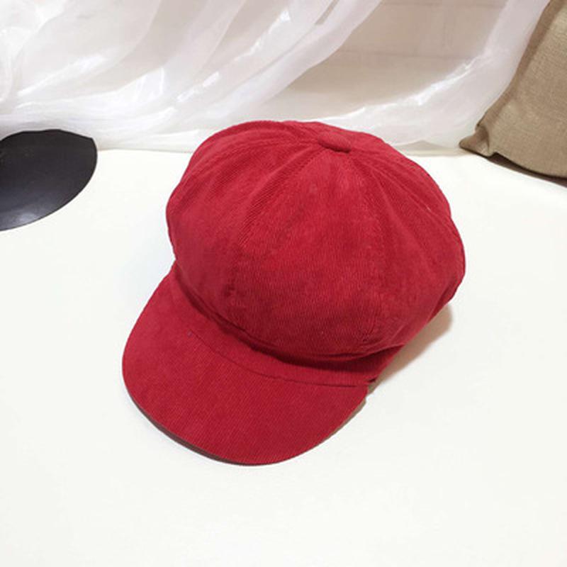 Retro Soft Vintage Corduroy Octagon Cap 