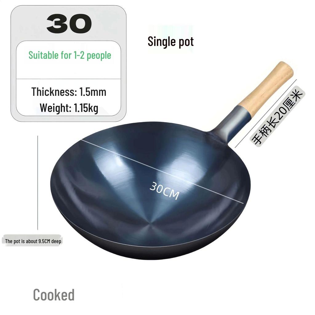 Zhangqiu Non-stick Cast Iron Wok with Large Ladle for Home & Restaurant Use - Suitable for Gas Stoves