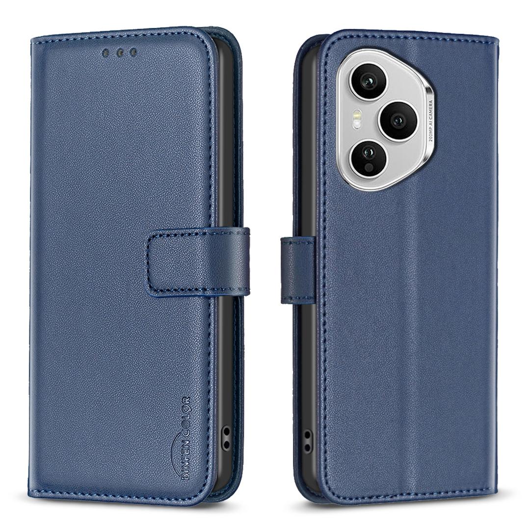 

For Honor 400 Pro 5G (Global) Phone Case BINFEN COLOR BF17 Wallet Folio Flip Leather Cover Blue