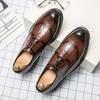 Italian Brand Men's Leather Casual Shoes Classic Brown Brogue Shoes Office Commuting Men's  Business Work Shoes Versatile