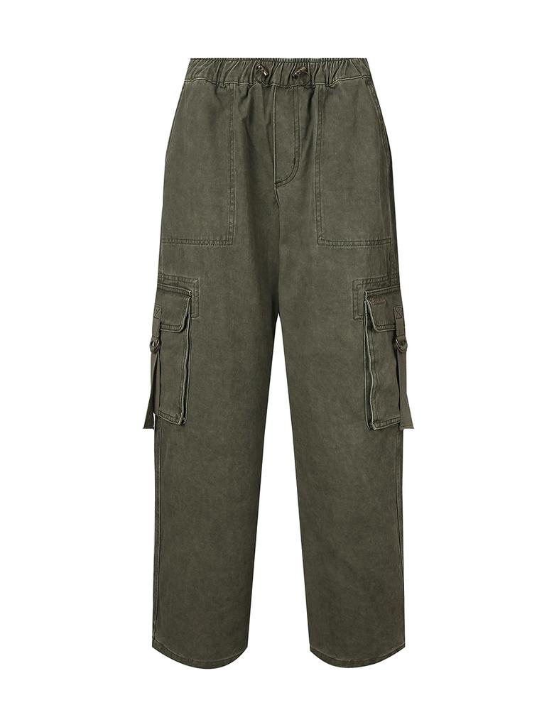BUCKAROO Women'S Dyed Cargo Wide Elastic Pants Khaki