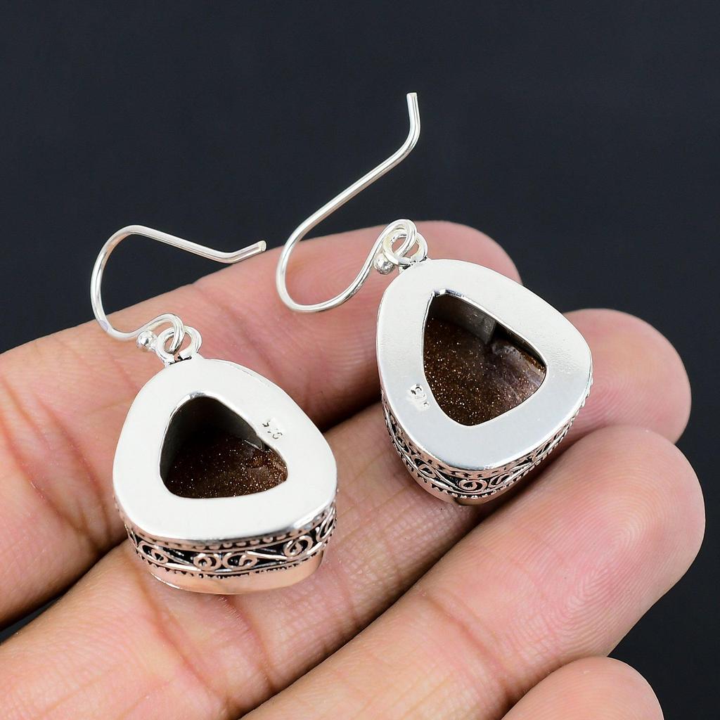 Red Sunstone Stone Daughter New Drop Dangle Earrings Jewelry 925 Sterling Silver