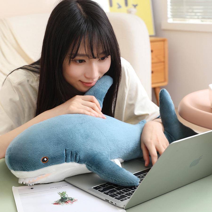 30/45/60/80/100cm Lustiges Niedliches Hai Plüschtier Weiches Stofftier Lesekissen für Geburtstagsgeschenke Kissen Puppe Geschenk