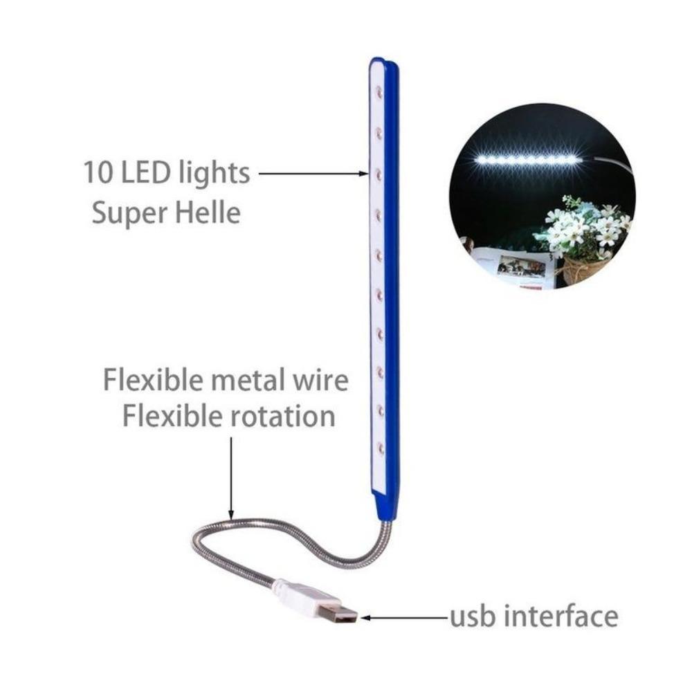 2 Stück Flexible 10/28 LEDs USB Nachtlicht Helles Buchlicht Super USB Lese-Schreibtischlampe für Powerbank Camping PC Laptops Buch Nachtbeleuchtung