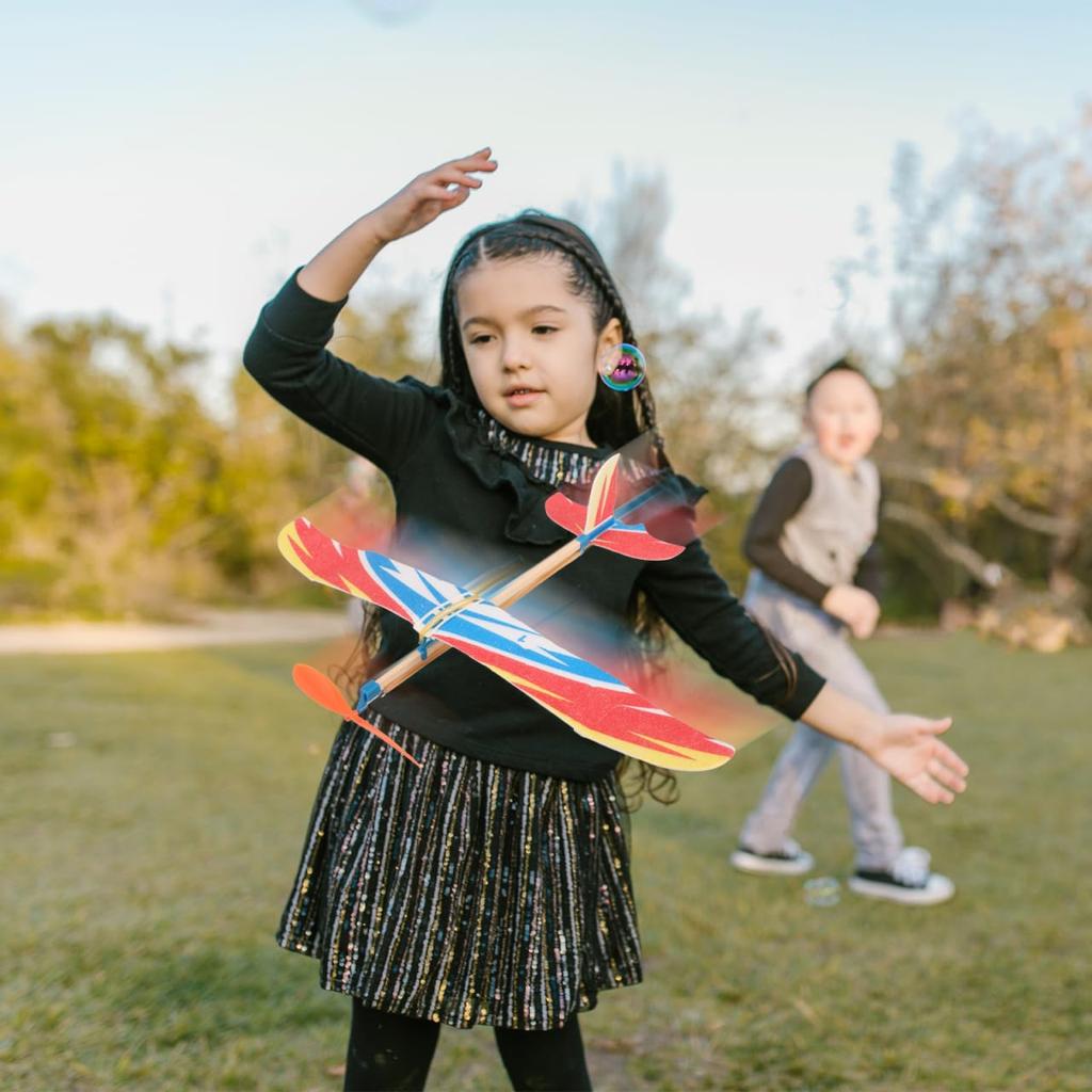 VICASKY Rubber Powered Airplane Toy Set, 10-Piece Handmade Model Biplane Kit for Kids, Educational and Fun for Parents and Children