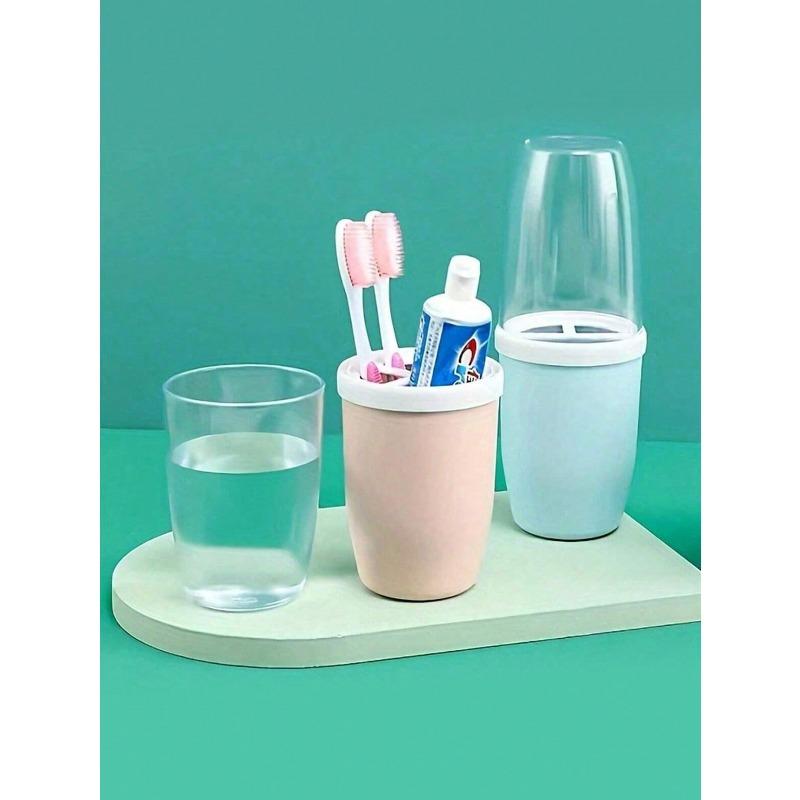 Couple's Creative Toothbrush And Rinse Cup Set With Cover - Portable Travel Toothbrush Holder