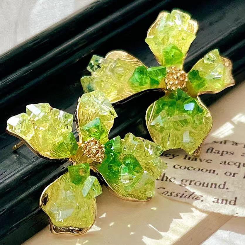 Vintage Green High Quality Green Clover Earrings