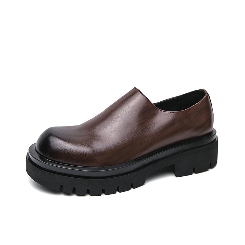 

Деловые мужские туфли на толстой подошве Модный минималистский дизайн в стиле отдыха на открытом воздухе для деловых вечеринок Свадебное платье для жениха Лоферы 45 коричневый