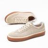 Men's Old Money Style Low-Top Breathable Cowhide Spliced Linen White Skate & Running Shoes