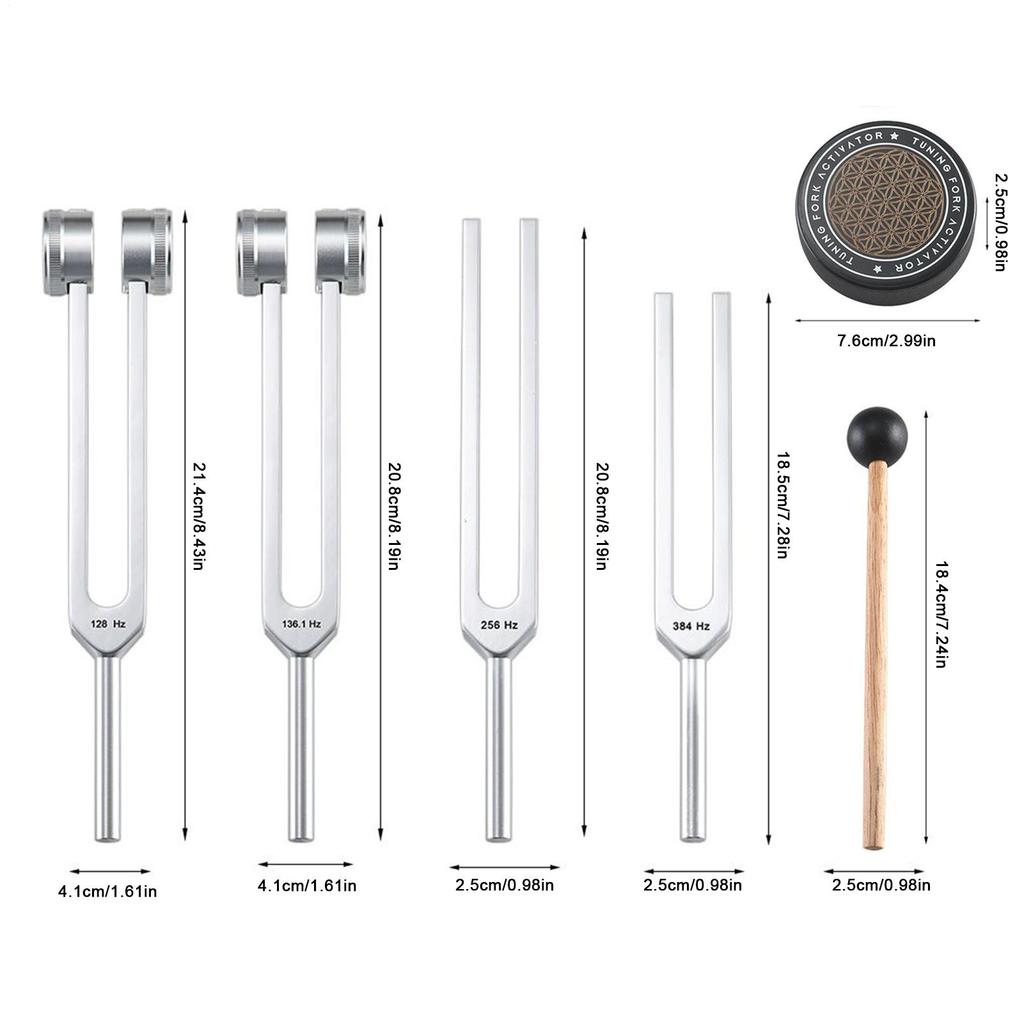 Tuning Fork Tools Frequency Tuning Forks With Activator 128HZ 136.1HZ 256HZ 384HZ Soothing Percussion Tuner Tools For Inner