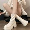Foreign style boots women's autumn 2025 new Korean version versatile small foreign style round head thick-soled elastic boots