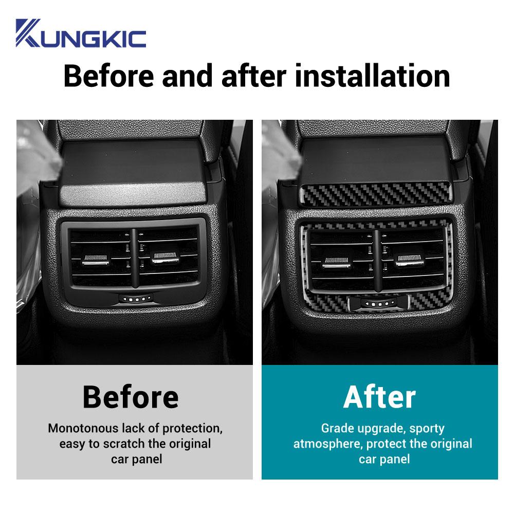 Pour Seat Leon MK3 2013 2014 2015 2016 2017 2018 2019 2020 Voiture Cadre de Garniture de Sortie d'Air Arrière Autocollant en Véritable Fibre de Carbone Souple LHD RHD