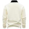 Men's Casual Colorblock V-Neck Zipper Shirt Lapel Long Sleeve Bottom Sweatshirt