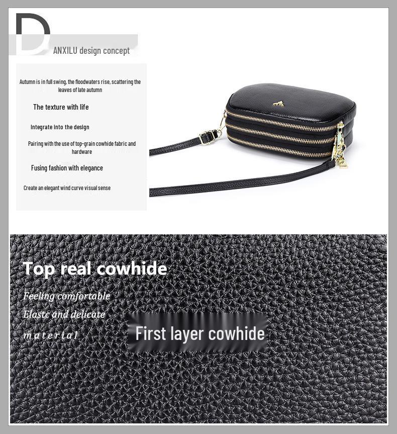 2025 Women's Soft Leather Three-Layer Shoulder Crossbody Bag - New Fashion Style for Mothers