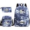3 Piece School Backpack Set for Students Large Capacity Oxford Cloth Schoolbag with Shoulder Strap and Pencil Case
