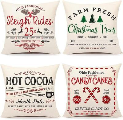 Christmas Pillowcases 45x45 Cm 4 Pcs Christmas Living Room Sofa