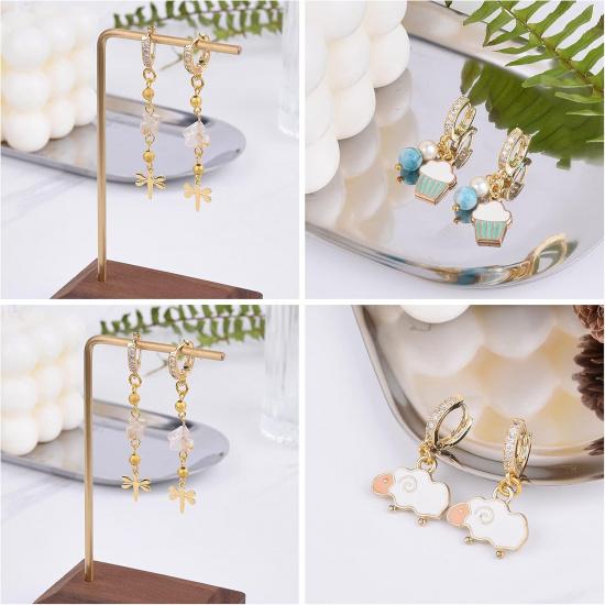 Pandahall 10pcs Real Gold Plated Cubic Zirconia Hoop Earrings Round Lever Back Earring Components Findings for Women Gifts Jewelry Making DIY Crafts