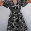 V-neck Dress Women's A-line Short Sleeved Spring Summer S-XXXL
