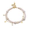Elegant French Pearl & Zircon Star Double Layer Bracelet - Versatile Jewelry for Women