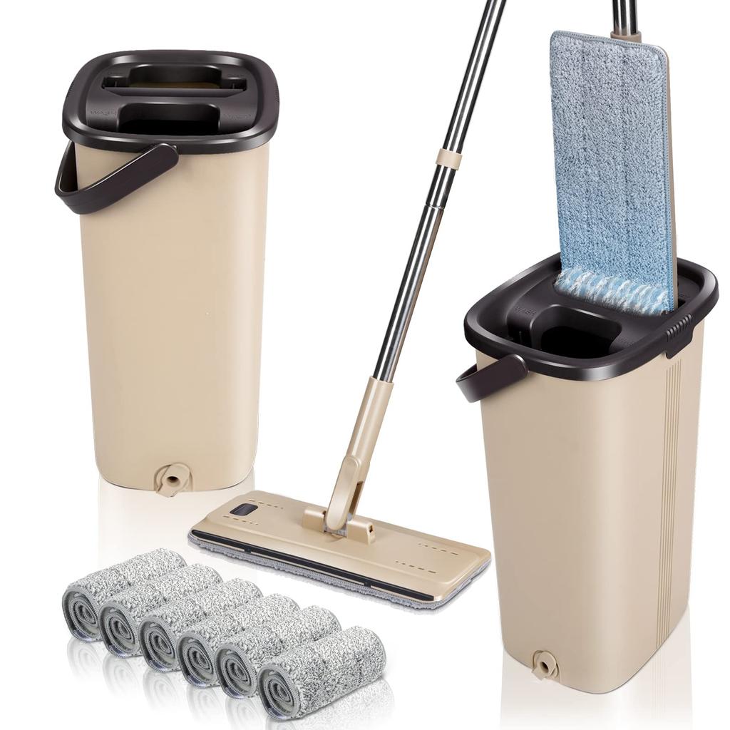 Masthome Floor Mop with Flooring Floor Cleaning Mop No Hand Washing No Wet and Dry Cleaning Cleaning Home and Commercial Includes 6 Replacement Pads