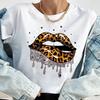 New Fashion Women T Shirt Leopard Lip Print T-Shirt T-Shirt Short Sleeve Tops Female Ladies Summer Tee Shirts Streetwear
