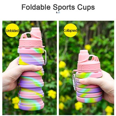 Silicone Collapsible Water Bottles Foldable Sports Cups with Buckle Portable Outdoor Travel Leak Proof Sport Bottles