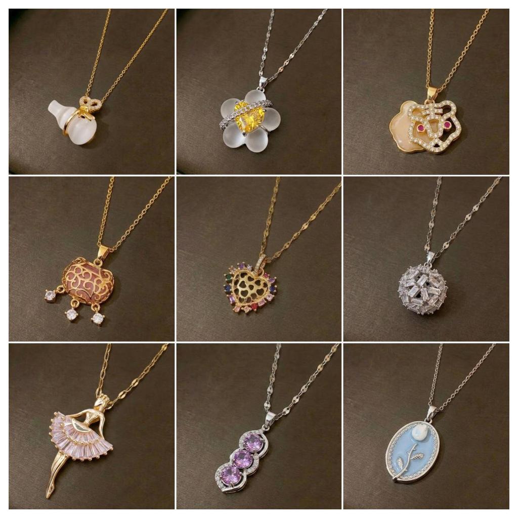 Women's Cross-Border Fashion Necklace with Colorful Zirconia Heart and Titanium Steel Clavicle Chain