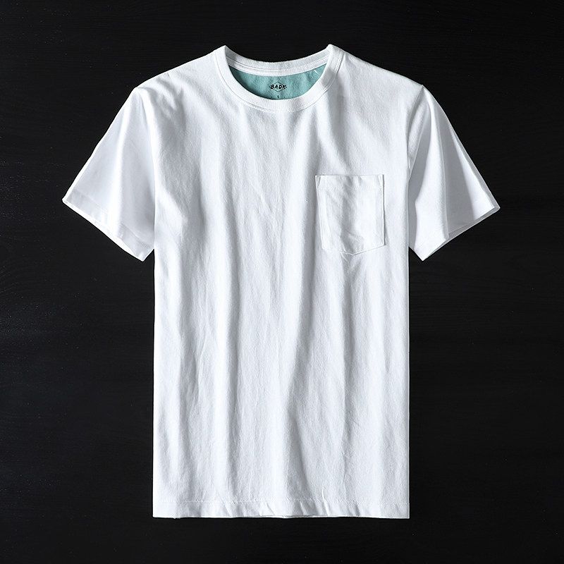 Export Export To Domestic Sales Short Sleeve T-Shirt Men's Pure Cotton Brushed Trendy with Pockets Cut Label Half-Sleeve T-shirt Top