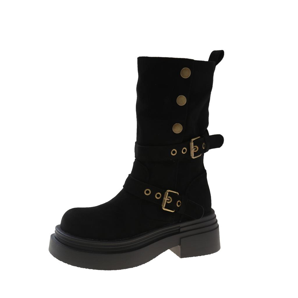 Internet Celebrity Explosion Two Wear Locomotive Martin Boots Children 2025 Autumn and Winter New Thick Sole Heightening Small Boots