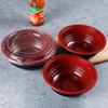 Disposable Japanese Style Red & Black Plastic Soup Bowls with Lids