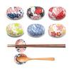 Set of 6 Ceramic Chopstick Rests - Oval Cherry Blossom Design, Spoon Rests, Tableware Accessories, Japanese Style, Dishwasher Safe