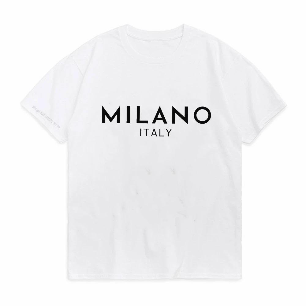 MILANO ITALY Letter Print O Neck TShirt Casual Short Sleeve TShirt Fashion Breathable Harajuku tee sports round neck t shirt